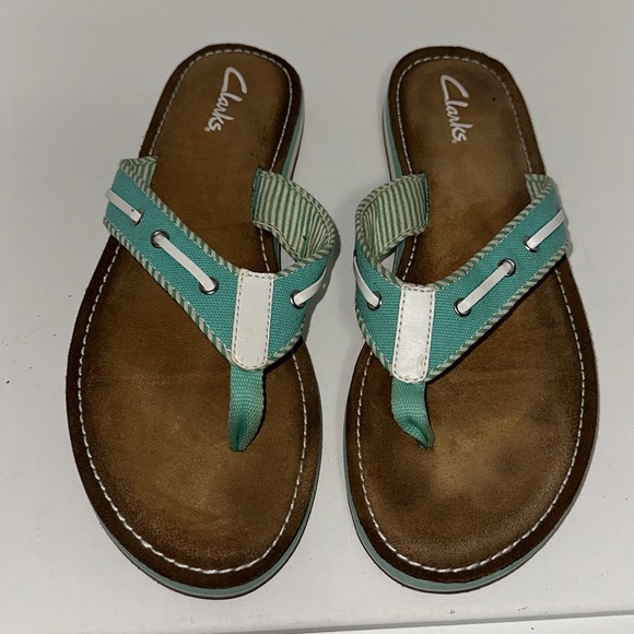 Clarks Women’s Green Slide On Flip Flops Size 9 - Picture 4 of 8